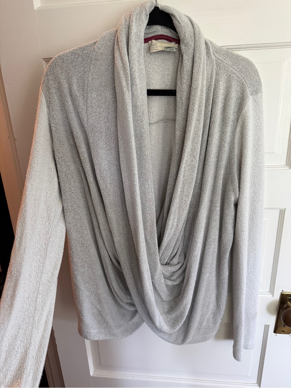 Saturday Sunday Draped Shawl Collar Women's Sweater - Light Gray